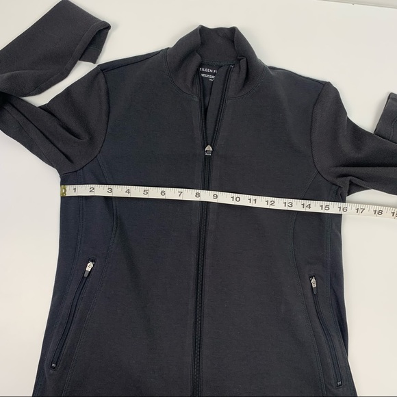 Eileen Fisher Jersey Jacket Mock Neck Ribbed Sleeves Full Zip Size XS - Picture 8 of 10